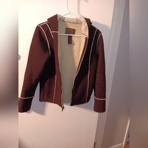 Ralph Lauren Brown Hooded Jacket with Cream Trim